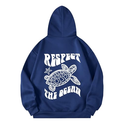 Hoodie für Damen Sweatshirt Kapuzenpullover Oversize Kapuzensweat mit Schildkröte Drucken Oberteile Loose Hoodies Freizeit Tops Streetwear Langarm Sweatshirts von Generic