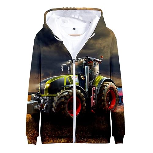 Hoodies 3D Druck Kawaii Traktor Motorrad Reißverschluss Sweatshirts Jungen Mädchen Mode Übergröße Mantel color4,120 von Generic