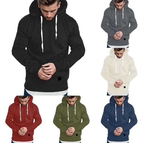 Hoodies Herren Oversize Sport Sportlich Kapuzenpullover Herren mit Zwei Taschen Langarm Herbst Winter Outfit Männer Casual Loose Kapuzenpulli Oversize Kapuzen Pullover Sweatjacke von Generic
