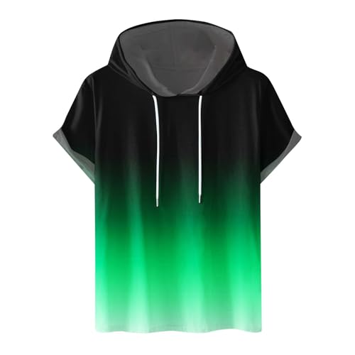 Hoody Damen mit Kapuze Einfarbig Kurzarm Kapuzenpullover Modische Sweatshirt Locker Kapuzenpulli Plus Size Hoody Oberteile Bequem Baumwolle Bluse Sommer Klassisch Tops Sportshirt Sommershirts von Generic
