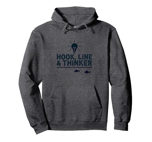 Hook Line & Thinker Jungen Angeln Clever Angler Humor Pullover Hoodie, Unisex für Erwachsene, Anthrazit Meliert, M von Generic