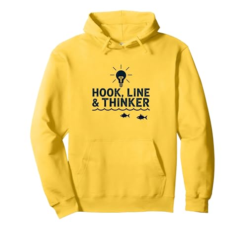 Hook Line & Thinker Jungen Angeln Clever Angler Humor Pullover Hoodie, Unisex für Erwachsene, Gelb, S von Generic