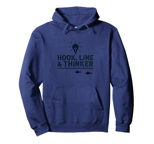 Hook Line & Thinker Jungen Angeln Clever Angler Humor Pullover Hoodie, Unisex für Erwachsene, Marineblau, S von Generic