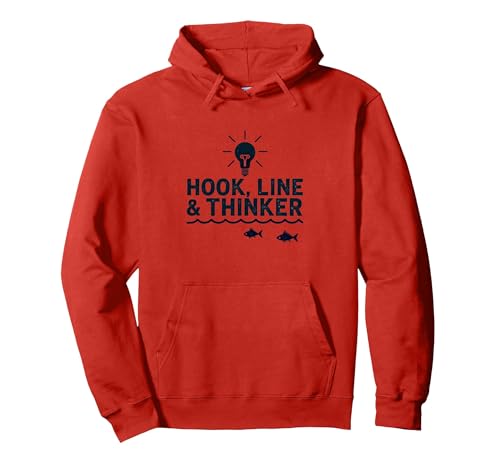 Hook Line & Thinker Jungen Angeln Clever Angler Humor Pullover Hoodie, Unisex für Erwachsene, Rot, M von Generic