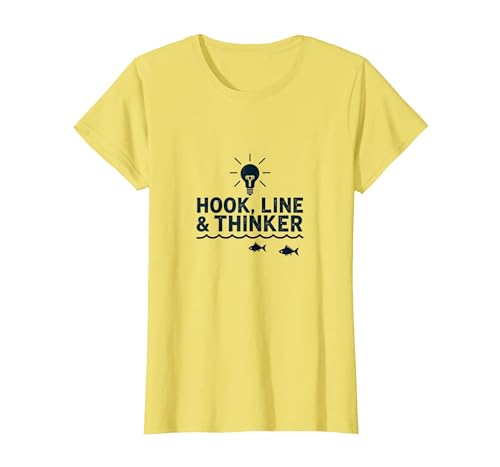 Hook Line & Thinker Jungen Angeln Clever Angler Humor T-Shirt, Damen, Gelb, M von Generic