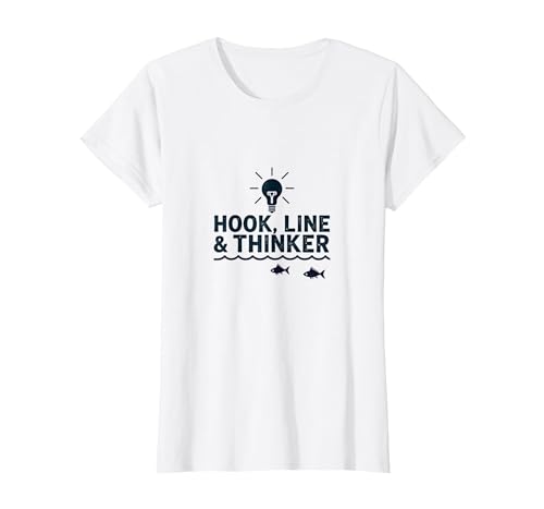 Hook Line & Thinker Jungen Angeln Clever Angler Humor T-Shirt, Damen, Weiß, M von Generic