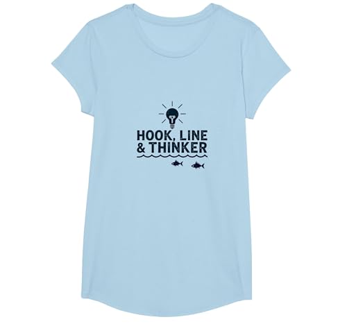 Hook Line & Thinker Jungen Angeln Clever Angler Humor T-Shirt, Girls, Himmelblau, XS von Generic