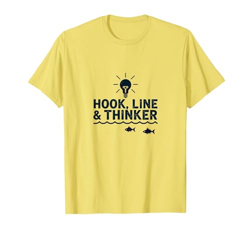 Hook Line & Thinker Jungen Angeln Clever Angler Humor T-Shirt, Herren, Gelb, L von Generic