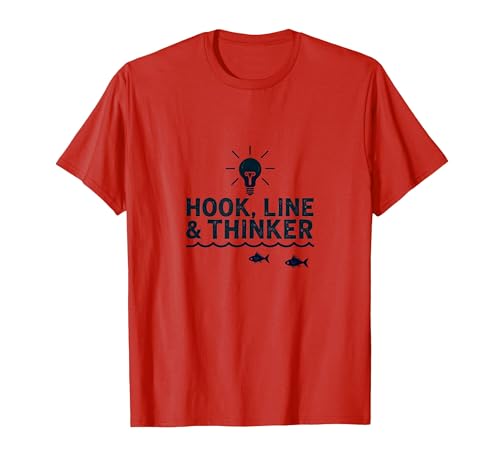 Hook Line & Thinker Jungen Angeln Clever Angler Humor T-Shirt, Herren, Rot, M von Generic