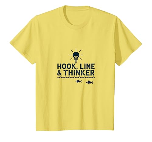 Hook Line & Thinker Jungen Angeln Clever Angler Humor T-Shirt, Kinder, Gelb, 104 von Generic