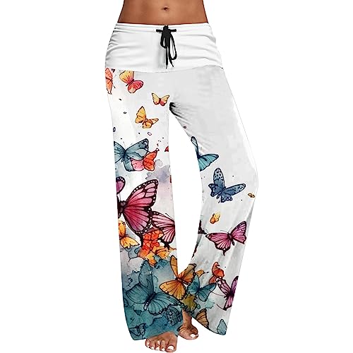 Hose Damen Baggy Sweathose Schmetterling Drucken Jogginghose Sporthose Hohe Taille Freizeithose Lässige Stoffhose Stretch Elegant Hose mit Kordelzug Yogahose Trainingshosen von Generic