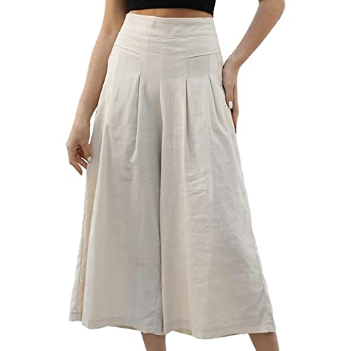 Hose Damen Hosenrock Palazzo Hose Leichte Culotte Hose Ladies Hose Weites Bein Hose High Waisted mit Elastischem Bund Lang Sommerhose Culottes Hosen Damen Sommer von Generic