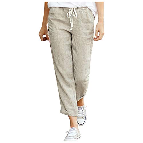 Hose Damen Leinen Sommerhose 7/8 Casual Leichte Baumwolle Leinenhose Stoffhose Bequeme Luftige Freizeithose Strandhose Mit Taschen Hose Damen Leinen Sommerhose 7/8 Casual Leichte Baumwolle Leinenhose Stoffhose Bequeme Luftige Freizeithose Strandhose Mit Taschen von Generic