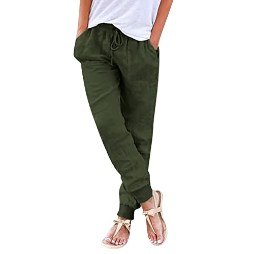Hose Damen Leinen Sommerhose Lang Gerade Geschnitten Elastische Taille Leinenhose Leicht Luftig Sommerhose mit Tunnelzug Outdoor Casual Jogginghose Mode Einfarbig Freizeithose Hose Damen Leinen Sommerhose Lang Gerade Geschnitten Elastische Taille Leinenhose Leicht Luftig Sommerhose mit Tunnelzug Outdoor Casual Jogginghose Mode Einfarbig Freizeithose von Generic