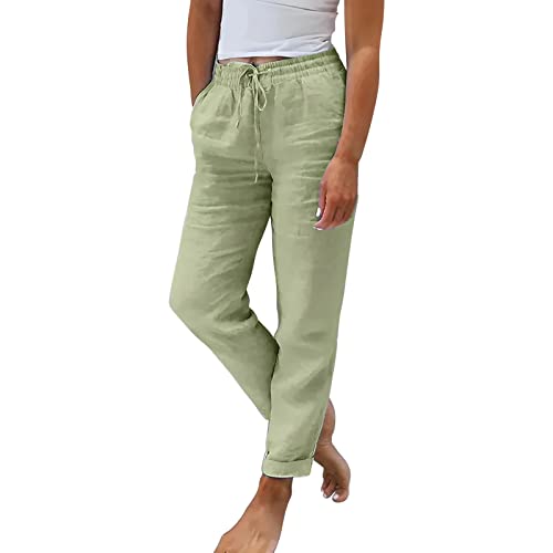 Hose Damen Leinen Sommerhose Lang Gerade Geschnitten Elastische Taille Leinenhose Leicht Luftig Sommerhose mit Tunnelzug Outdoor Casual Jogginghose Mode Einfarbig Freizeithose Hose Damen Leinen Sommerhose Lang Gerade Geschnitten Elastische Taille Leinenhose Leicht Luftig Sommerhose mit Tunnelzug Outdoor Casual Jogginghose Mode Einfarbig Freizeithose von Generic