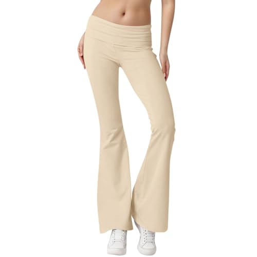 Hose Damen Schlaghose Sexy Y2K Low Waist Skinny Yogahose Lang Stretch Bootcut Freizeithose Jogginghose Grau Flaredhose Hüfthose Sweathose Schwarz weiß von Generic