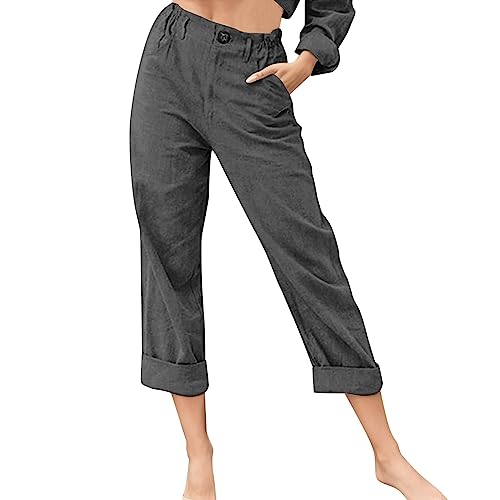 Hose Damen Sommer Casual Baumwolle Leinen Stoffhose Einfarbig Freizeithose Stretch Leicht Leinenhose Straight Leg Hose und Taschen Sommerhose Damen Leicht 7/8 Stoffhose Leinenhose Damen Sommer Capri Hose Damen Sommer Casual Baumwolle Leinen Stoffhose Einfarbig Freizeithose Stretch Leicht Leinenhose Straight Leg Hose und Taschen Sommerhose Damen Leicht 7/8 Stoffhose Leinenhose Damen Sommer Capri von Generic