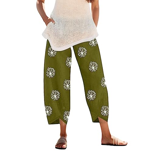 Hose Damen Sommer Damen Leinen Culottes Hose Damen große Größen 7/8 Hose Damen Jogginghose Uma Pants Damen Low Waist Cargo Jeans Lang Hippie Hose Haremshose von Generic