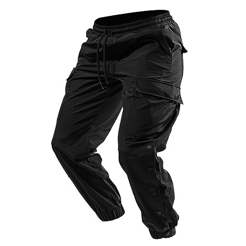 Hose Herren Jogginghose Männer Freizeithose Regular Lang Stoffhose Baggy Einsatzhose mit Gummizug Arbeitshosen Männer Baggy Business Fit Stoffhose von Generic