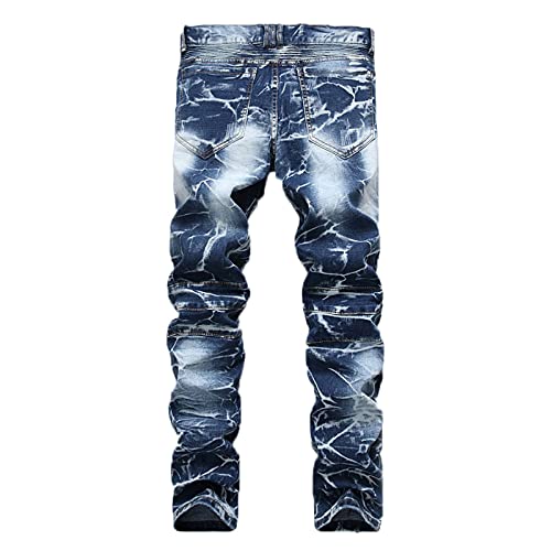 Hosen Herren Jeans, Jeanshose Herren Zerrissene,Hosen Herren Straight Stylischer Schmale Passform Motorradhose Vintage Lässig Hose mit Tasche Streetwear Herrenjeans Trousers für Männer von Generic