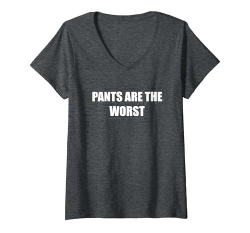 Hosen sind das Schlimmste T-Shirt mit V-Ausschnitt, Damen, Anthrazit Meliert, M von Generic