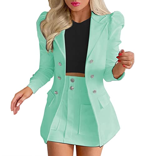 Hosenanzug Damen, Damen Anzug 2 Teilig Blumen Drucken Blazer Set mit Knopf Zweiteiliges Arbeitsjacke Büro Lady Mini Rock Jacken Anzug Set Frauen Elegant Slim Fit Business Freizeitanzug von Generic