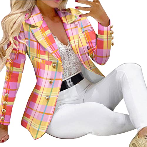 Hosenanzug Damen, Damen Blazer 2 Teilig Elegant Business Set Hose Anzug Einfarbige Zweiteiler Schlanke Passform Streetwear für Party Festlich Arbeit Büro Mode Weiches Hosenanzug mit Taschen von Generic