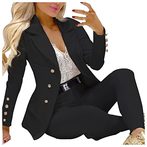 Hosenanzug Damen, Damen Blazer Business Set Hose Anzug 2-teilig Schmetterling Drucken Zweiteiler Vintage Schlanke Fit Hemdbluse für Frauen Party Sportlich Arbeit Büro Sakko Mode Hosenanzug von Generic