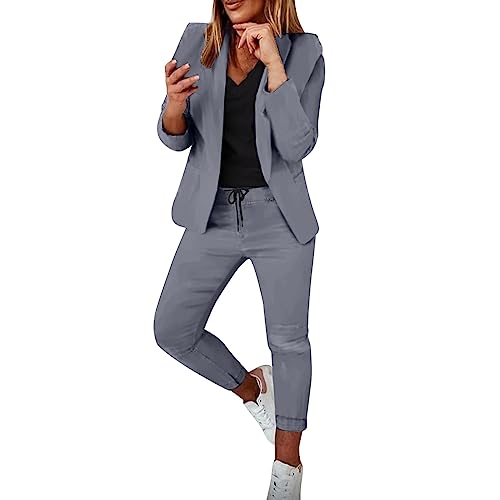 Hosenanzug Damen Elegant Business Anzug Set Hosenanzug Blazer Hose 2-teilig Anzug Karo Kariert Zweiteiler Slimfit Streetwear Festlich Sportlich Hosenanzug von Generic