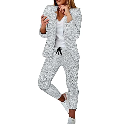 Hosenanzug Damen Elegant Business Anzug Set Hosenanzug Blazer Hose 2-teilig Anzug Karo Kariert Zweiteiler Slimfit Streetwear Festlich Sportlich Hosenanzug von Generic