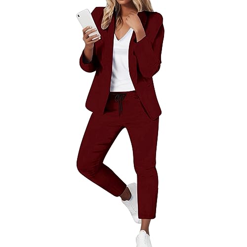 Hosenanzug Damen Elegant Business Anzug Set Hosenanzug Blazer Hose 2-teilig Anzug Karo Kariert Zweiteiler Slimfit Streetwear Festlich Sportlich Hosenanzug von Generic