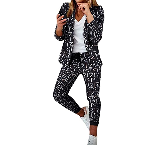 Hosenanzug Damen Elegant Business Anzug Set Hosenanzug Blazer Hose Zweiteiler Slimfit Streetwear Damen Anzug Damenanzug Mode 2 Stück Set Hosenanzug Streetwear von Generic