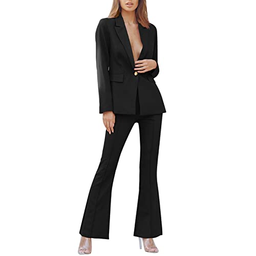 Hosenanzug Damen Elegant Business Hosenanzüge 2 Teiler Abendrobe Outfit Set Langarm Anzugjacke und Anzughosen Zweiteilig Büro Slimfit Formal Blazer Modern Festlicher Suit von Generic