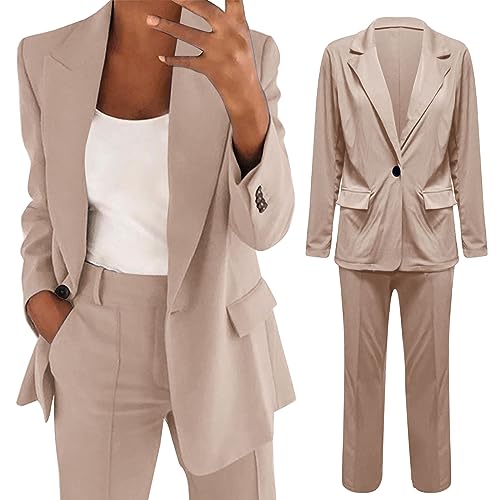 Hosenanzug Damen Festlich Elegant Business Hosenanzüge 2 Teiler Abendrobe Outfit Set Langarm Anzugjacke und Anzughosen Zweiteilig Büro Slimfit Formal Modern Festlicher Suit von Generic