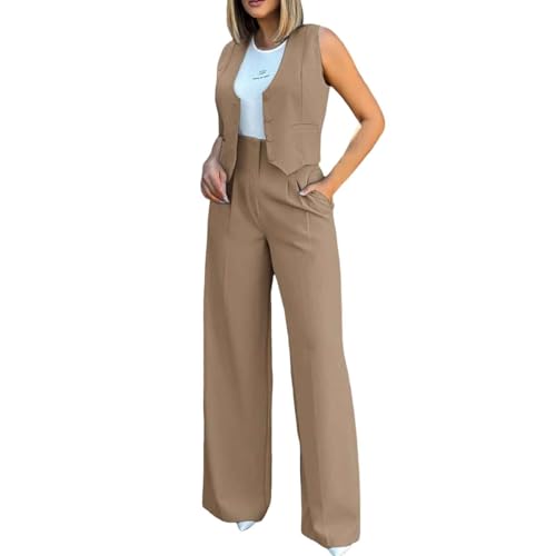 Hosenanzug Damen Sportlich Zweiteiliger Leichter Elegant Anzug Set Vintage Ärmellos Blazer V-Ausschnitt Weste und Hose 2 Stück Casual Festliche Große Größe Outfit Sets Slim Fit Streetwear Hosenanzug Damen Sportlich Zweiteiliger Leichter Elegant Anzug Set Vintage Ärmellos Blazer V-Ausschnitt Weste und Hose 2 Stück Casual Festliche Große Größe Outfit Sets Slim Fit Streetwear von Generic