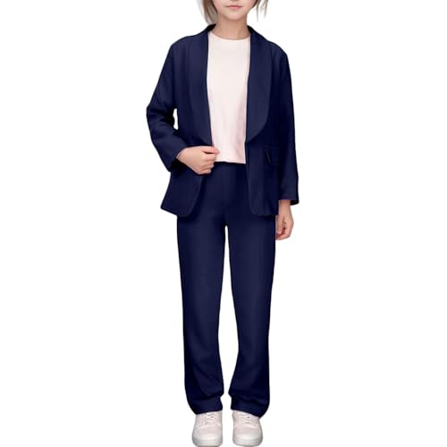 Hosenanzug Mädchen Festlich Hochzeit Zweiteiler Kinder Blazer Mit Passender Hose Teenager 2 Teiler Abschluss Set Anzugjacke Abschlussfeier Kleidung Anzug Jacke Und Pants Girl Mode von Generic