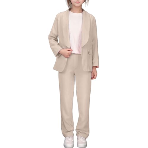 Hosenanzug Mädchen Festlich Hochzeit Zweiteiler Kinder Blazer Mit Passender Hose Teenager 2 Teiler Abschluss Set Anzugjacke Abschlussfeier Kleidung Anzug Jacke Und Pants Girl Mode von Generic