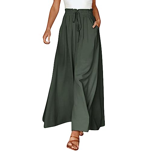 Hosenrock Damen Extra Lang Weite Bein Wickelhose Yoga Culottes Leicht Loungehose Weite Elegant Yoga Pants Culottes Große Größen Sommerhose Stoffhose von Generic