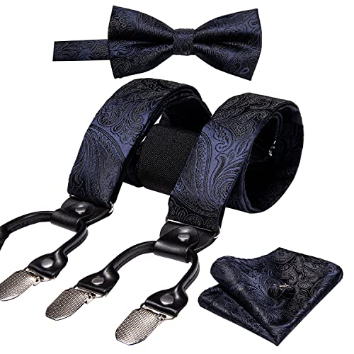 Hosenträger Suspender Männer/Frauen Seide Hosenträger Clip-On Hosenträger Elastische Y-Form Verstellbare Hosenträger Fliege Manschettenknöpfe Set Bd-2034 von Generic