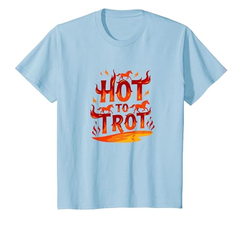 Hot to Go: Grafik „Fiery Horse Trot“ T-Shirt, Kinder, Himmelblau, 128 von Generic