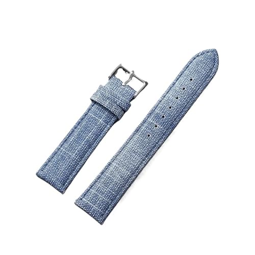 HuanJ 10-22mm Denim Nylon Uhrenarmbänder Canvas Weiches Armband Männer Frauen Sport Armbänder Vintage Armband Gürtel(Light blue,22MM_SILVER BUCKLE) von Generic