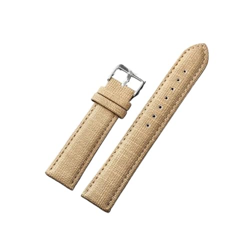 HuanJ 10-22mm Denim Nylon Uhrenarmbänder Canvas Weiches Armband Männer Frauen Sport Armbänder Vintage Armband Gürtel(Light brown,22MM_GOLD BUCKLE) von Generic