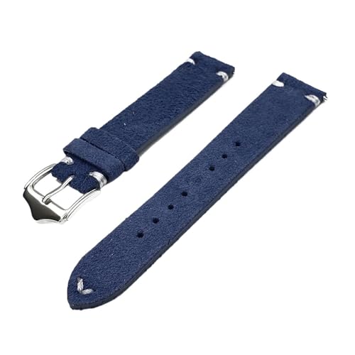 HuanJ Armband 20 Mm 22 Mm Schnellverschluss Weiches Retro-Wildlederarmband Kalbslederarmband Braunes Uhrenarmband For Damen Herren Zubehör(Blue White Line,22mm) von Generic
