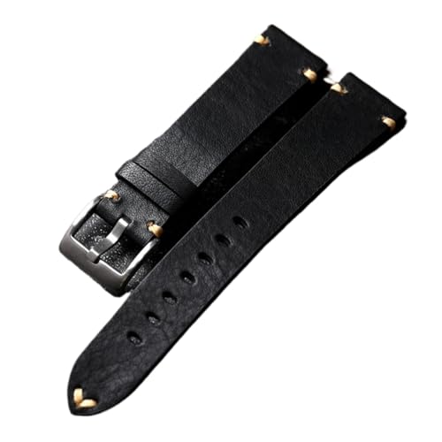 HuanJ Handgemachtes Echtleder Uhrenarmband Altbraun Schwarz 18/20/22MM Weiches Herren Vintage Armband(Brack,19mm) von Generic