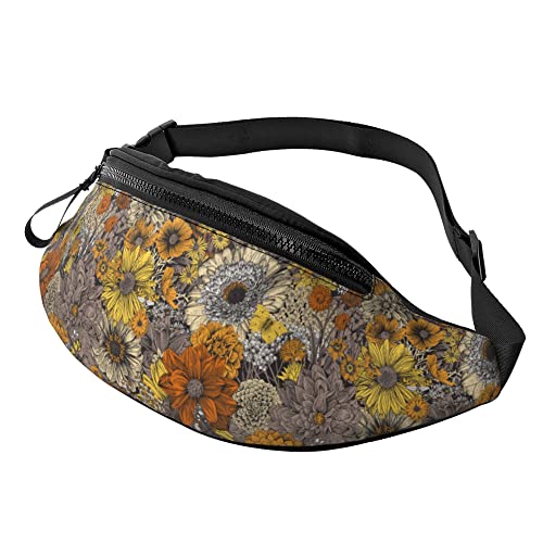 Hüfttaschen Blume 70Er Jahre Herbstblumen, Damen Brustbeutel Mode Handytasche Tasche Verstellbarer Schultertaschen Für Herren Running Wandern von Generic
