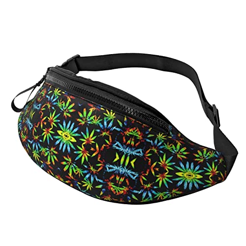 Hüfttaschen Tie Dye Topf Blätter Unkraut Verstellbarer Hüfttasche Multifunktionale Schultertaschen Für Fahrrad Camping Radfahren 14X35Cm von Generic