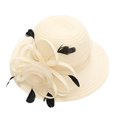 Hüte Damen Elegant Sommer Fascinator Brauthut Damen Tea Party Hochzeit Baseballmützen Mützen Set Damen (Y1-Beige, One Size) von Generic