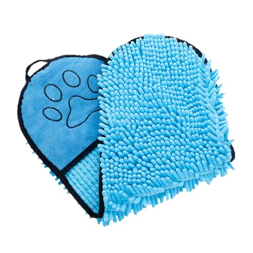 Hundehandtuch- 62x23cm Mikrofaser Extra Saugfähig Hundehandtücher, Dünne oder Dickere Handtücher Hund mit Taschen Schnell Trockend, Haustierhandtücher Badehandtuch für Hunde (BU-dickere, 62 * 23cm) von Generic