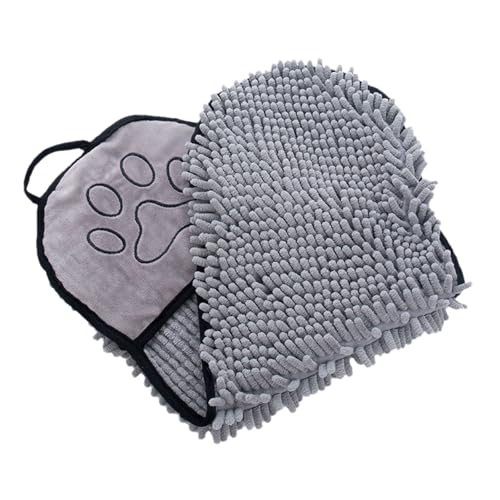 Hundehandtuch- 62x23cm Mikrofaser Extra Saugfähig Hundehandtücher, Dünne oder Dickere Handtücher Hund mit Taschen Schnell Trockend, Haustierhandtücher Badehandtuch für Hunde (Grey-dickere, 62 * 23cm) von Generic
