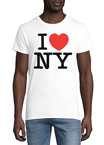 I Love NY I Love New York Herren T-Shirt mit Rundhalsausschnitt Weiß Large von Generic